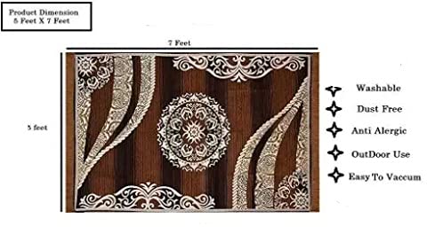 Kk Home Store Decor Velvet Royal Carpet (60 inch x 84 inch, 150 cm x 210 cm, 5 Feet x 7 Feet, Coffee)
