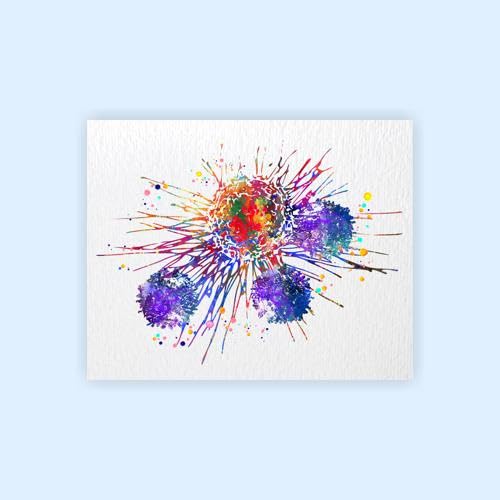 Dignovel Studios 8X10 Unframed T-Cells Immune Cells Medical Art Science Histology T Cell Attacking Cancer Art Oncology Immunolog