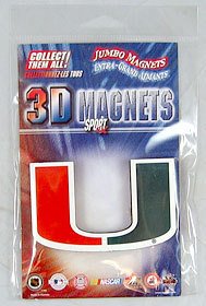Sportfx International NCAA Miami Hurricanes Magnet Jumbo 3D, Team Color, One Size