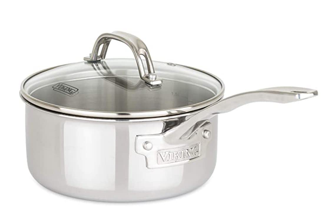 Viking 3-Ply Stainless Steel Sauce Pan With Glass Lid, 1.5 Quart