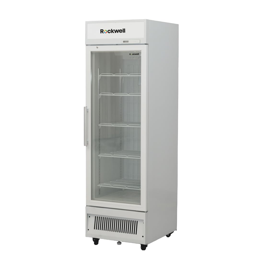 Rockwell 379L, Single Glass Door Visi Freezer, Internal Led, Heavy Duty (Vf500C, White), 4 Year Warranty