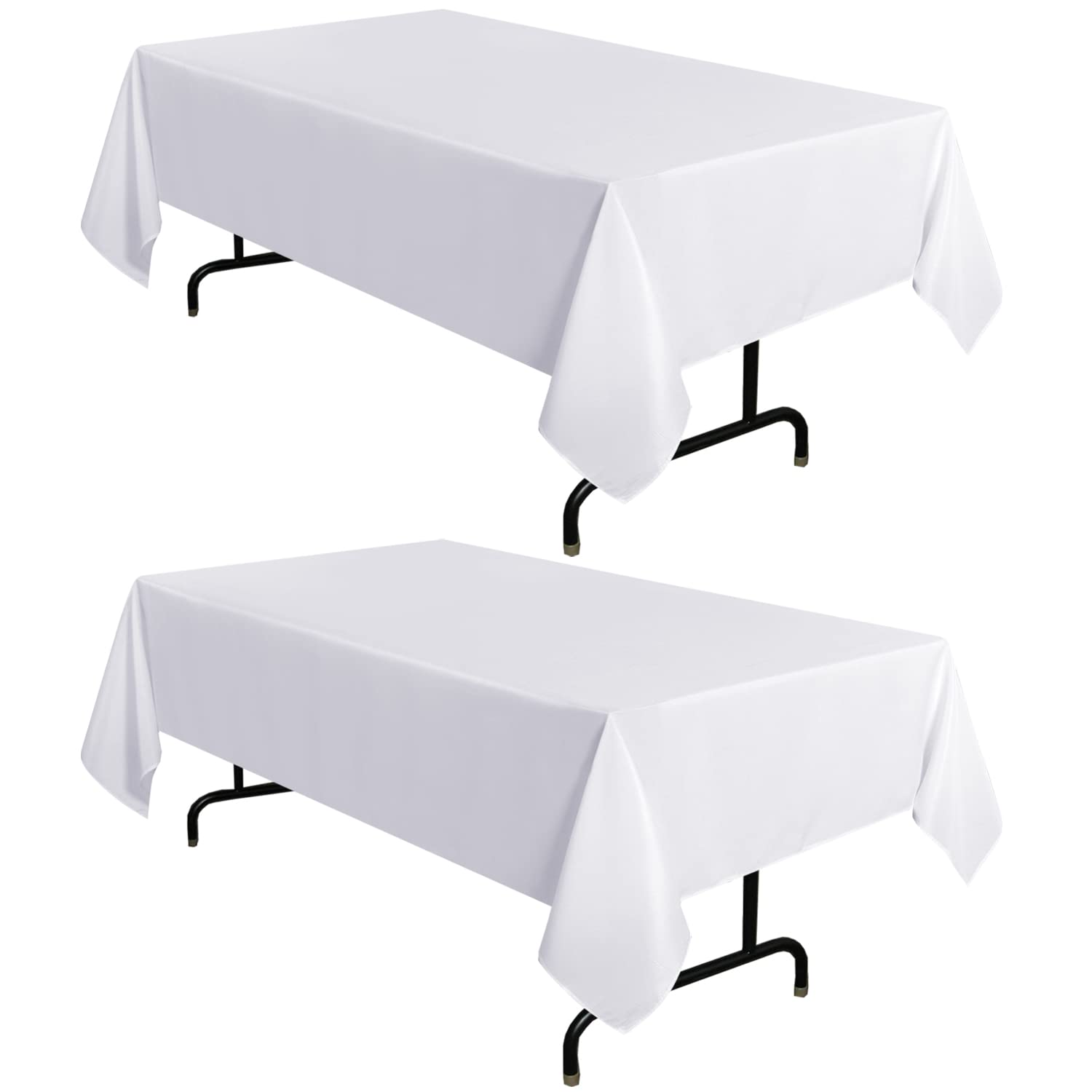 Sancua 2 Pack White Tablecloth 54 X 78 Inch, Rectangle 4 Feet Table Cloth - Stain And Wrinkle Resistant Washable Polyester Table