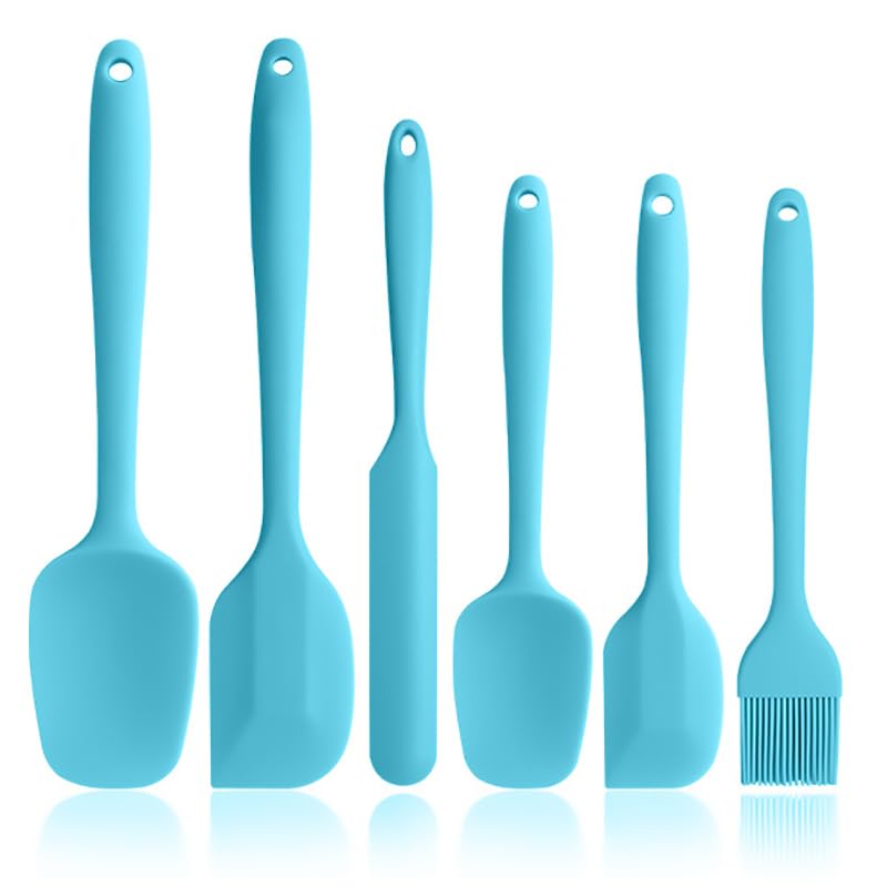 6Piece Silicone Spatula Set | OnePiece Seamless | HeatResistant | Nonstick Safe (Blue)