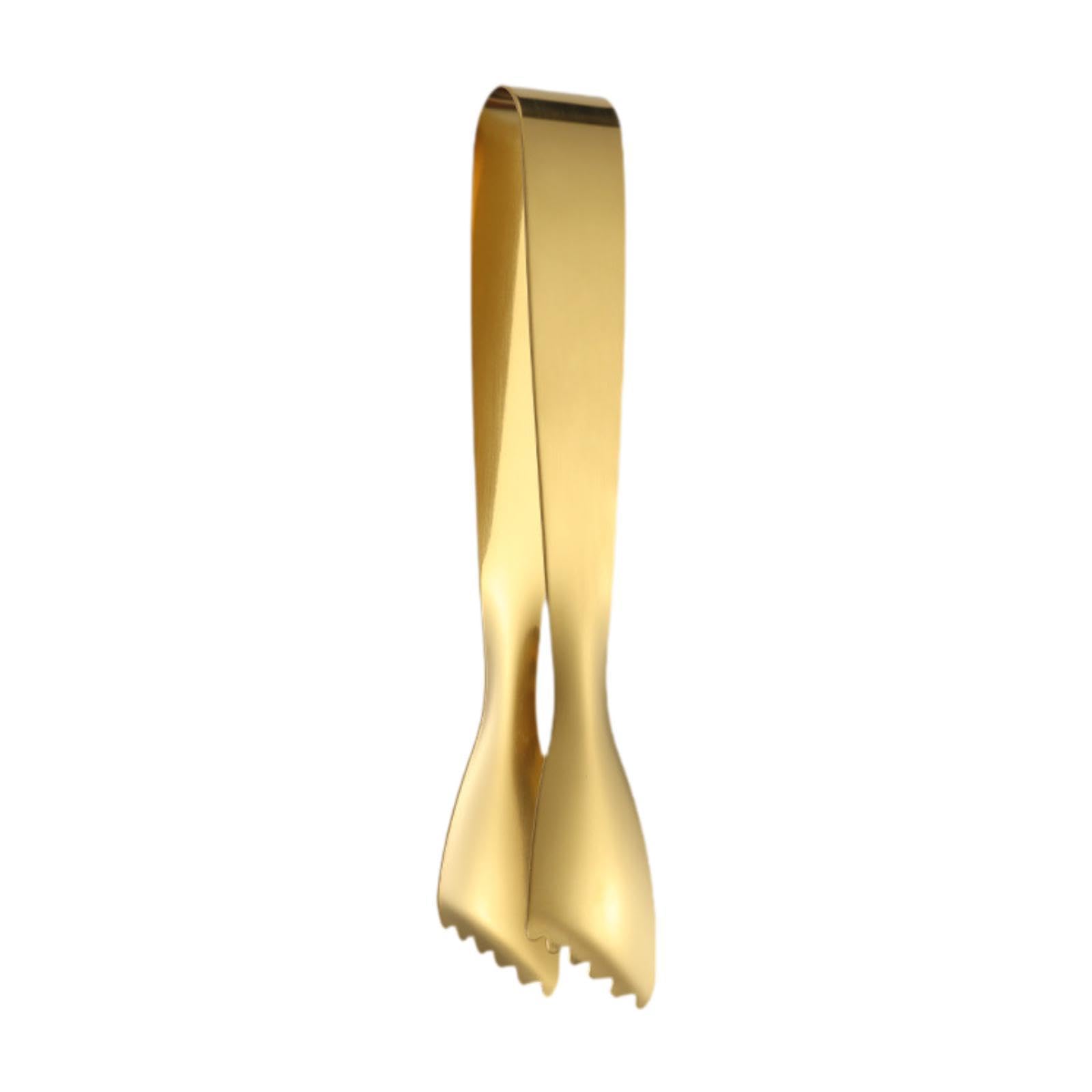 Ujeavette Ice Cube Tongs Handy Utensil Easy To Use Barbecue Tongs For Serving Bar Salad Gold