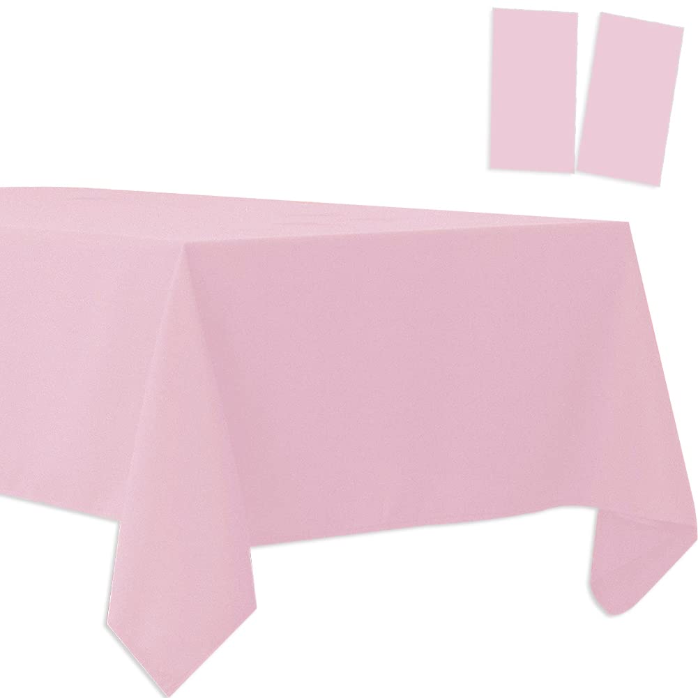 2 Pack Plastic Tablecloths Disposable Table Covers Plastic Table Cloths for BBQ Picnic Birthday Wedding Parties Waterproof and O