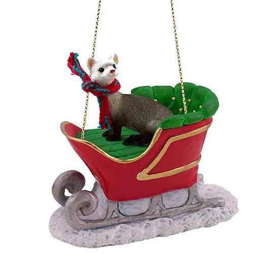 Conversation Concepts Ferret Sleigh Ride Christmas Ornament - 2.75 Tall x 3.5 Wide x 1.5 deep