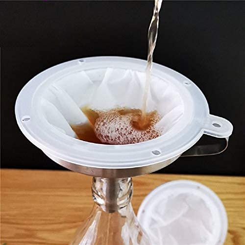 Iaxsee 5-Inch Funnel With Fine Mesh Strainer, 304 Stainless Steel Funnel With Extra Fine Mesh Strainer 200 Mesh Cooking Oil Filt