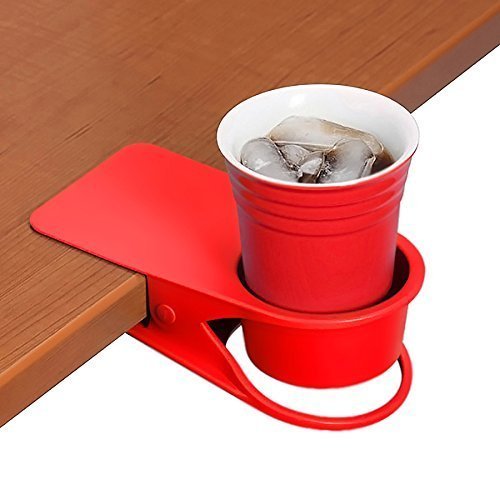 Sero Innovation Cup Clip Drink Holder - Red - Snap To Tables, Desks, Chairs, Shelves, Counters. Keep Your Beverage, Smartphone O
