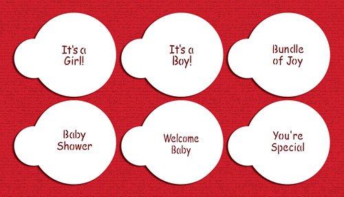 Designer Stencils Baby Lettering Cookie Stencil Set, ( It'S A Girl - It'S A Boy - Baby Shower - Bundle Of Joy - You'Re Special -