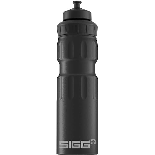 SIGG - Aluminum Sports Water Bottle Black - With 3 Stages Sports Cap - Leakproof - Lightweight - BPA Free - 25 Oz
