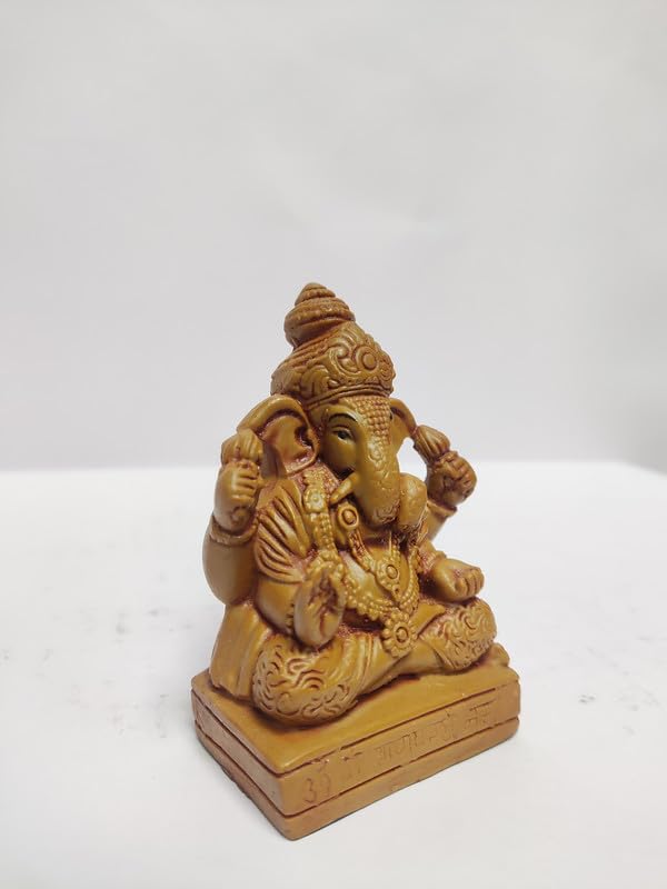 Pratima Wooden Finish Dagduseth Polyresin Ganesh Idol|Vinayaka Statue|Ganpati Murti|Ganesha Idol For Home Decor|Ganesh Idol For