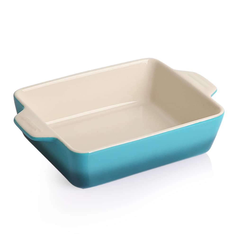Sweejar Ceramic Baking Dish, Rectangular Small Baking Pan With Double Handles, 22Oz For Cooking, Brownie, Kitchen, 6.5 X 4.9 X 1