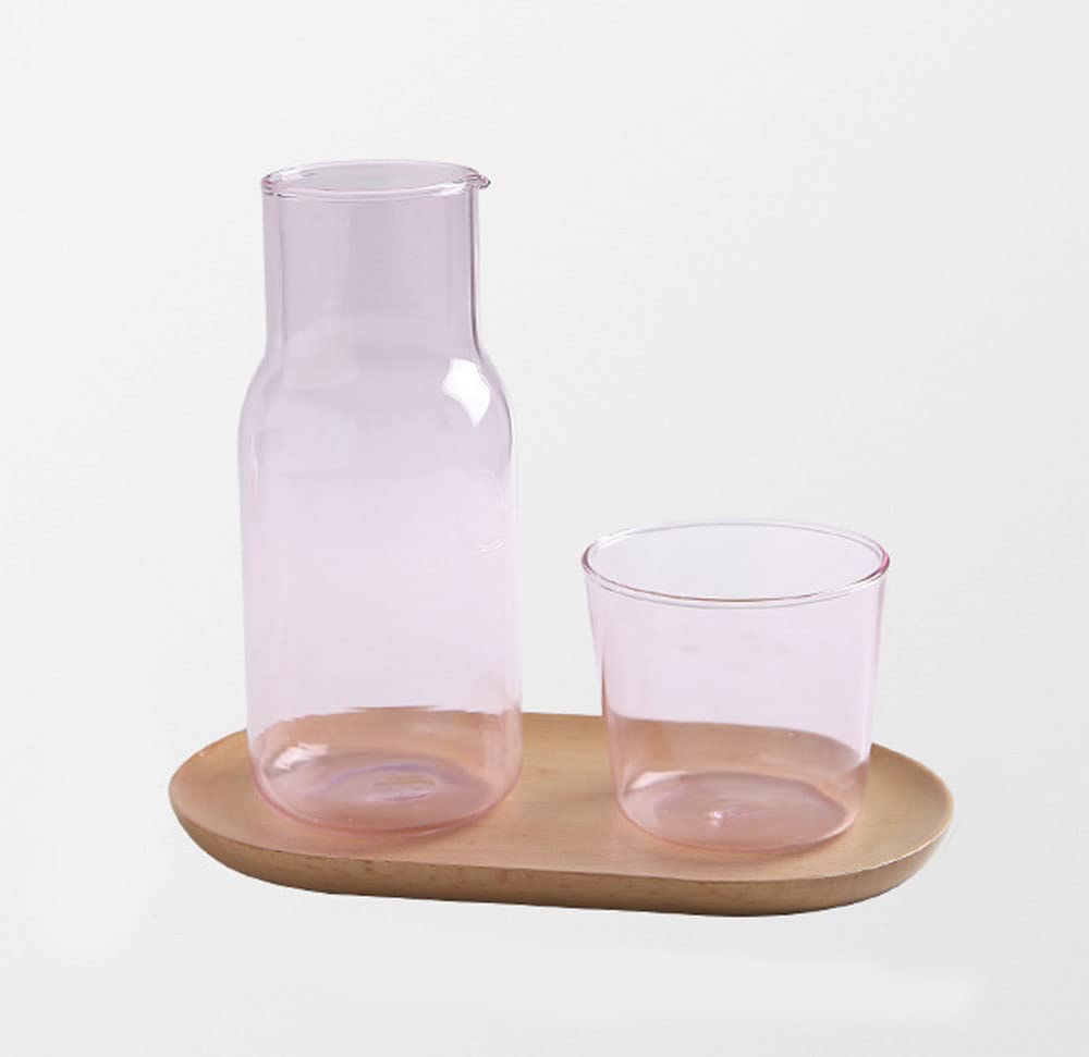 Rocktrend Clear Glass Bedside Night Water Carafe Tumbler Set, Pitcher And Cup Night Set