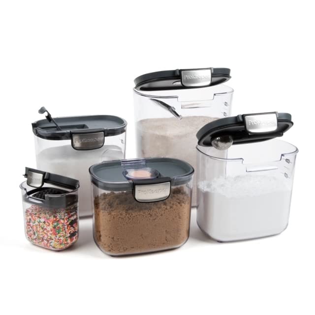 Prokeeper+ 9 Piece Clear Plastic Airtight Food Flour And Sugar Baker'S Kitchen Storage Organization Container Canister Set With