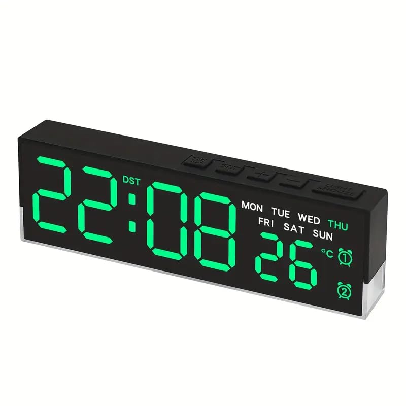 Shamtree Digital Table Alarm Clock With Countdown Timer, Alarm, Big Led, 3 Color, Dst, Temperature For Living Room Classroom Des
