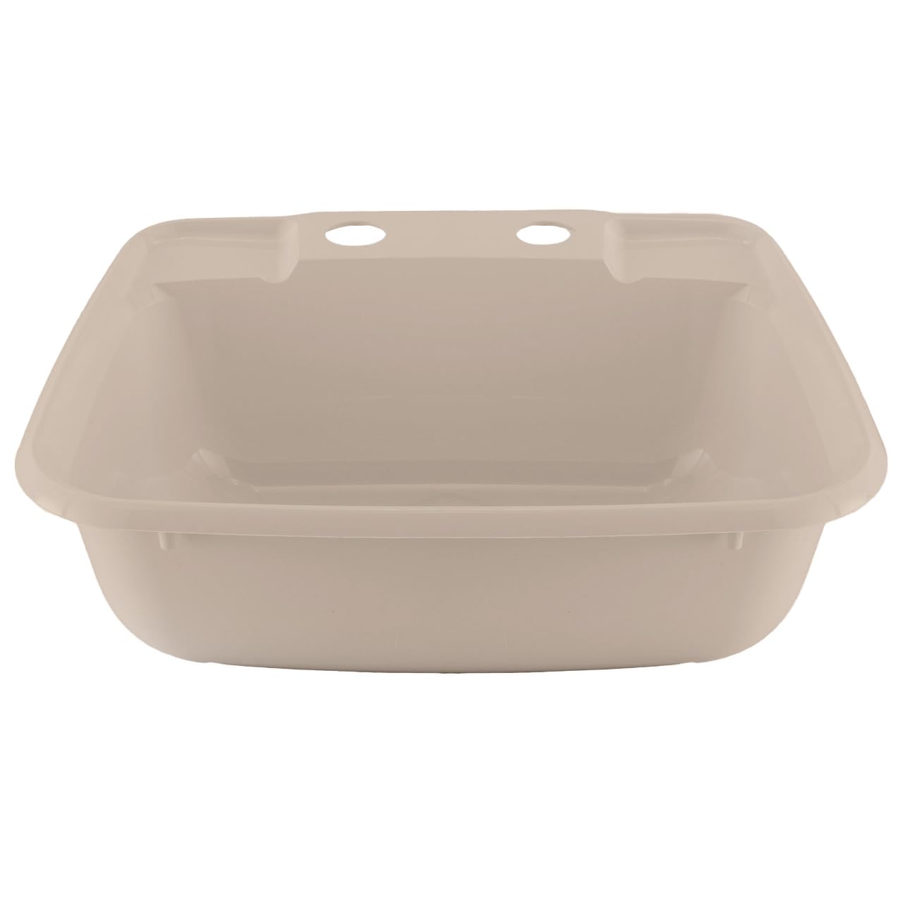 RecPro Rectangle RV Bathroom Sink - Single Bowl Plastic Lavatory Sink, Tan, Model 20056