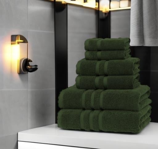 Veteran Textile LLC Luxury Hotel & Spa  Turkish Cotton 6 Pieces Towels Set  Max-Softness by Veteran Textile (Dark Green)