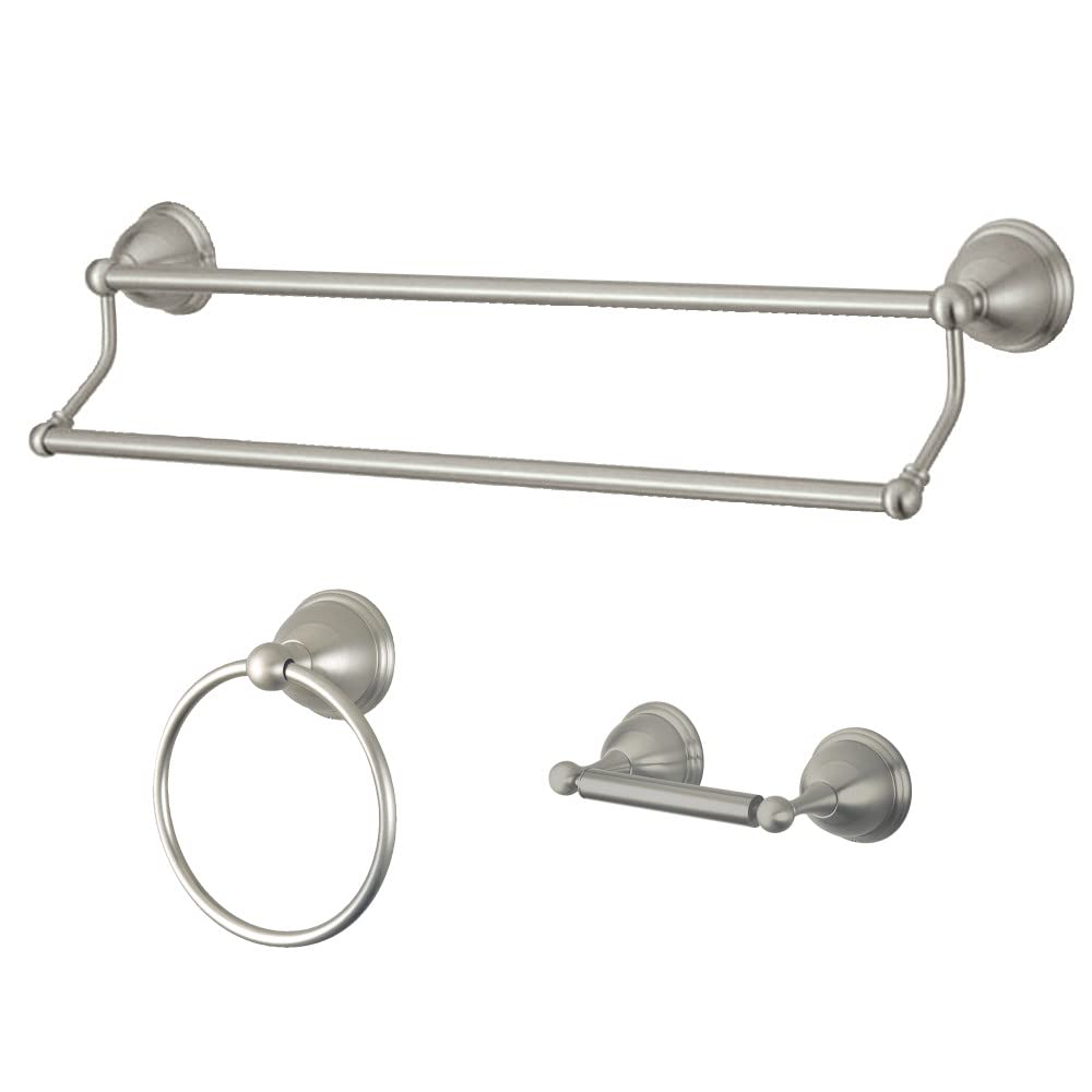 Kingston Brass Bak396348Sn Restoration 3-Piece Bathroom Hardware, Brushed Nickel