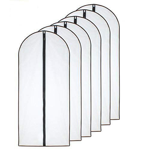 Hanging Garment Bag (Set Of 6) Black Side Breathable Dress Bags For Hanging Clothes Cloth Cover For Closet Clear Full Zipper Bag