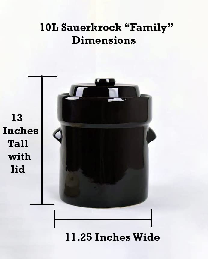 Humble House Sauerkrock Fermentation Crock Jar 10 Liter In Natural White - Stoneware Pot For Fermenting Or Pickling Kimchi, Saue