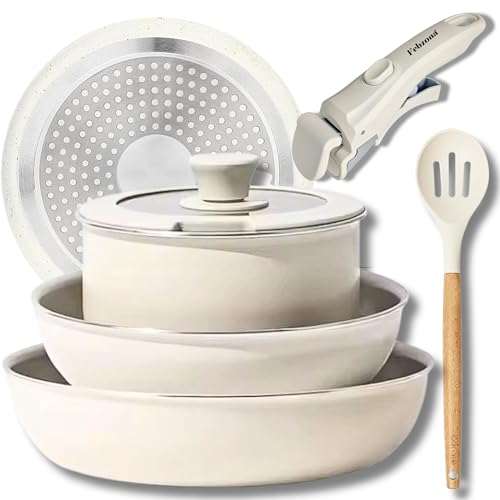 6 Pcs Pots And Pans Non Stick Cookware Combo Set Induction Ready, With Detachable Handle, Stackable Kitchen Cooking Set Removabl