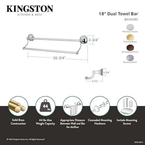 Kingston Brass BA116318SN Vintage 18'' Dual Towel Bar  Brushed Nickel