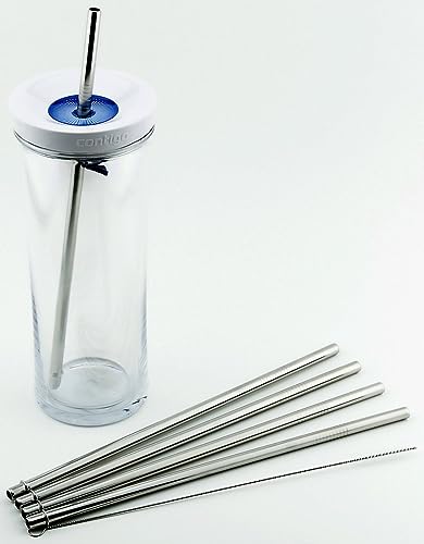 4 Pack Cocostraw For Contigo Shake And Go 20 Oz Auto Close Tumbler Perfectfit 18/8 Stainless Steel Drinking Straws With Cleaning