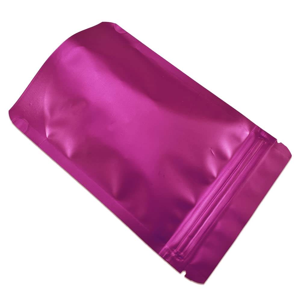 Pabck 50 Pieces 5.5X7.87 Inch(Inside Size 4.7X5.1 Inch) Stand-Up Resealable Heat Seal Bags 3.55Mil Thick Frosted Pink Foil Seale