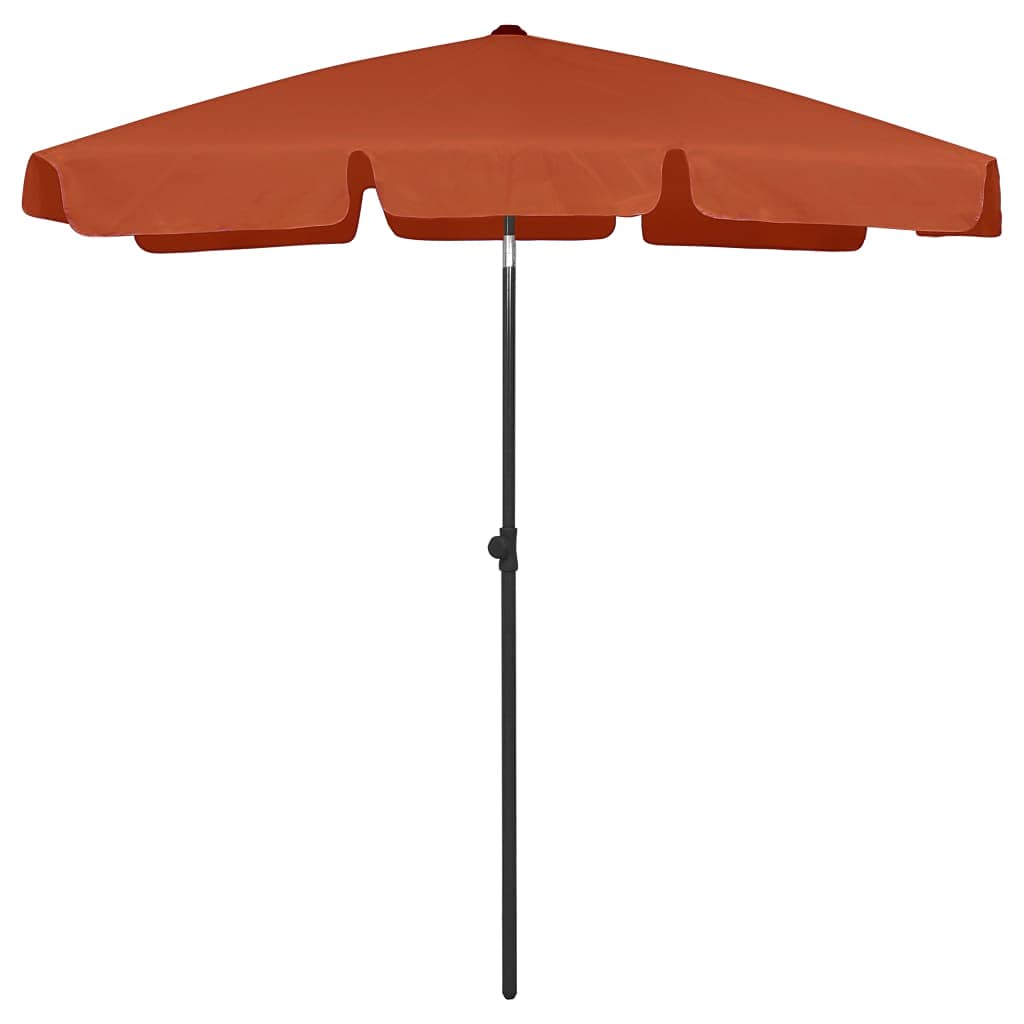 vidaXL Beach Umbrella in Elegant Terracotta - UV Protective and Anti-Fade Polyester Outdoor Umbrella with Tilt Function and Sturdy Ribbing-New Condition