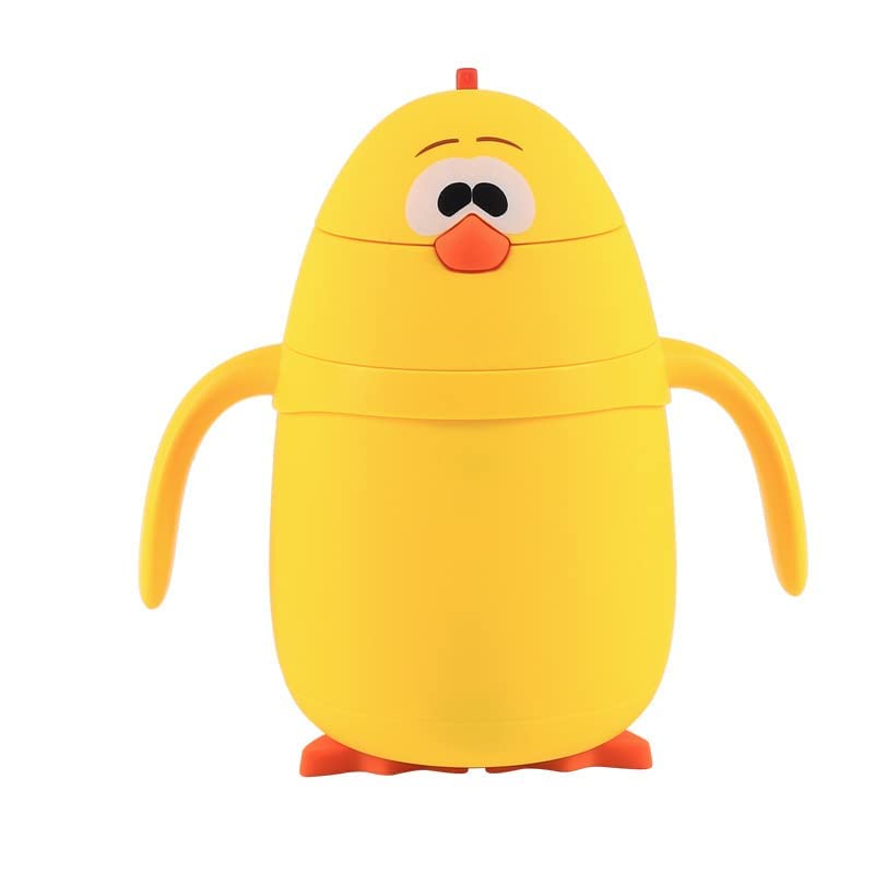 Rosefinch Cartoon Children Straw Thermo Flask Handle Children Cup Stainless Steel Water Bottle Double Handle Bird Shape Water Bo