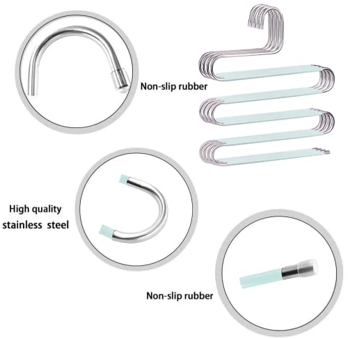 Devesanter Pants Hangers Space Save Non-Slip 4 Pack S-Shape Trousers Hangers Stainless Steel Clothes Hangers Closet Storage Orga