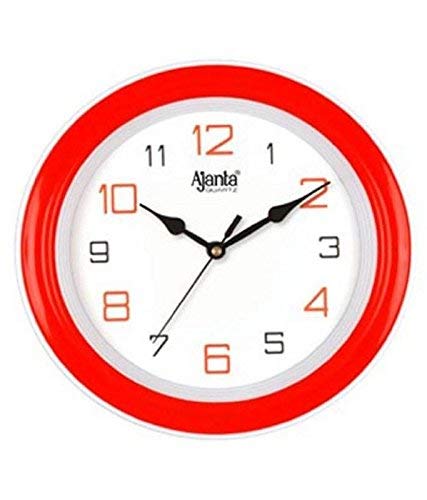 Ajanta Plastic Abstract Round Analog Wall Clock (2147, 20.5 Cm X 20.5 Cm X 3.5 Cm, Red)