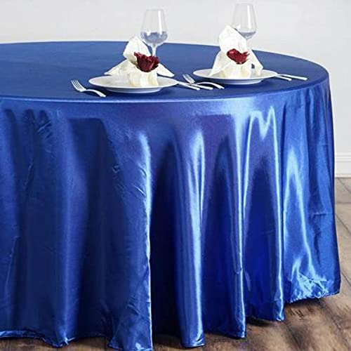 Balsacircle 108-Inch Royal Blue Round Satin Tablecloth Table Cover Linens For Wedding Party Catering Kitchen Dining Events Kitch