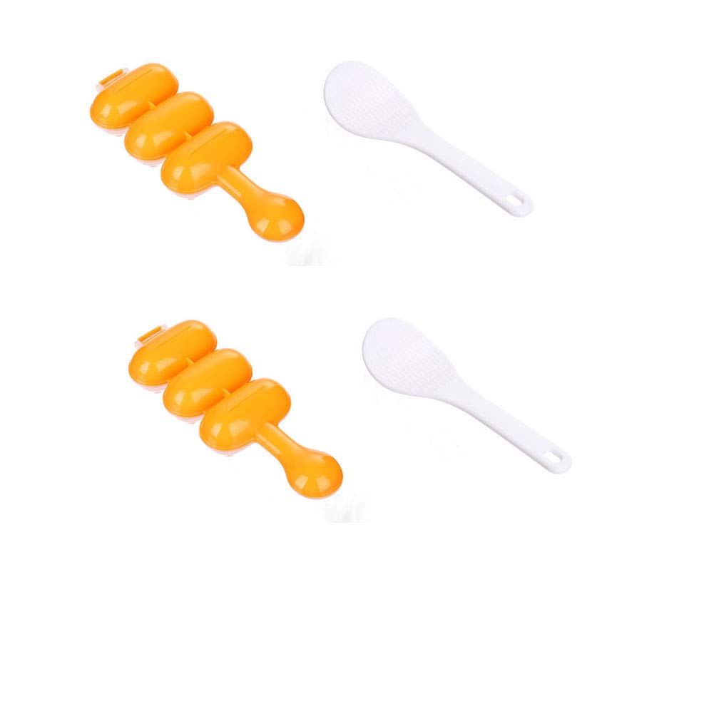 Woiwo 4 Pcs Roll Rice Ball Mould Small Ball Rice Ball 3 Connect Mould Shake Rice Ball Artifact Rice Ball Mould