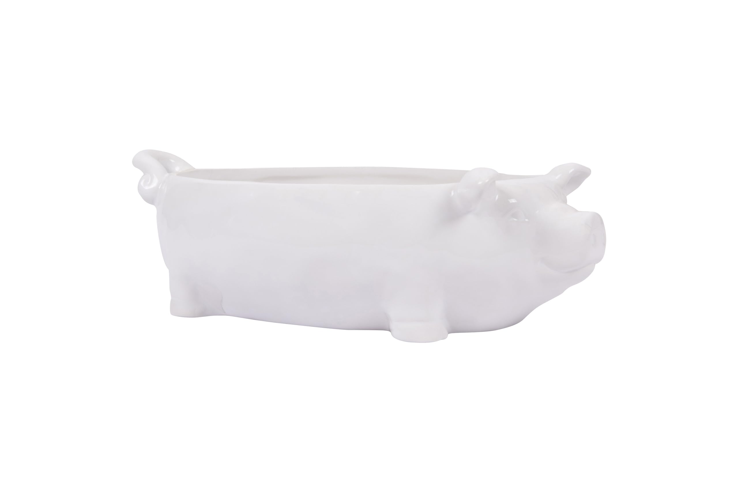 Creative Co-Op White Ceramic Pig Shaped Bowl