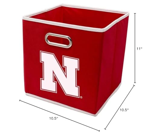 Franklin Sports Ncaa Nebraska Huskers Collapsible Storage Bin - Made To Fit Storage Bin Shelf Organizers - 10.5'' X 10.5''