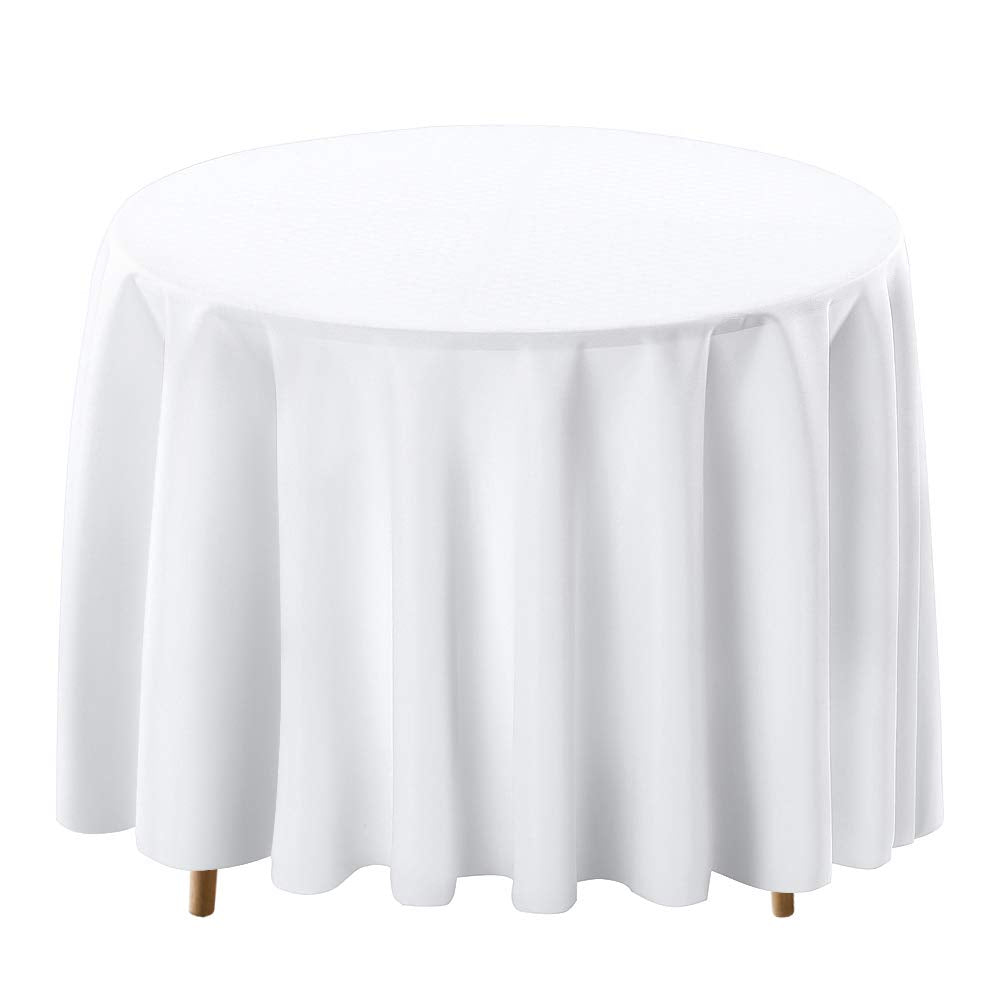 Surmente Tablecloth 70 Inch Round Polyester Table Cloth For Weddings, Banquets, Or Restaurants (White)