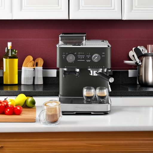 Kitchenaid Semi Automatic Espresso Machine With Burr Grinder, 2.5L, Cast Iron Black, Kes6551Bk
