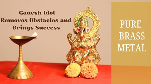 Sridha Handicraft Brass Ganesh Idol, Home Temple Decor (Height 15Cm Weight 641Gm)