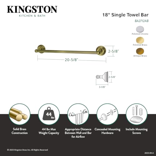Kingston Brass BA2712C Milano 18'' Towel Bar  Polished Chrome