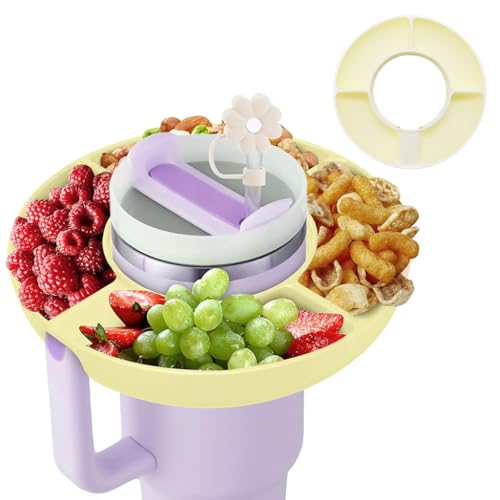 Supvox 4Grid Snack Tray For Stanley Cup (40Oz) Snack Bowl Bpa Food Grade Silicone Snack Container French Fries Fruit Foot Tray 