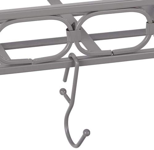 Medium Gauge Wall-Mount Bookshelf Pot Rack With 8 Hooks