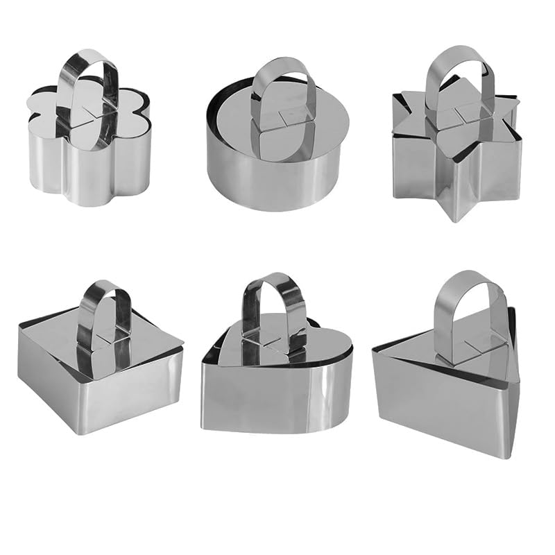 Sweton Cake Rings Cooking Rings Dessert Mousse Mold Stainless Steel With Pusher For Desserts Making (6Pcs)