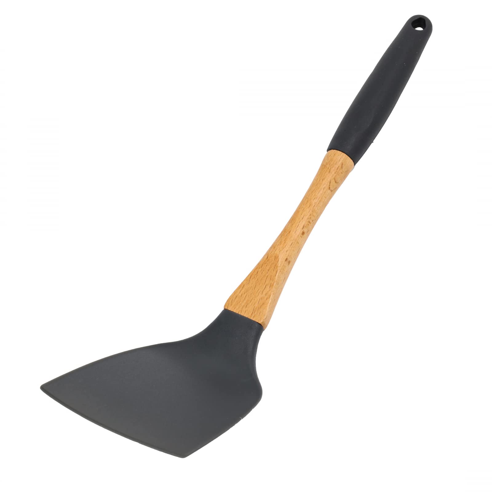 Beille Grey Nylon Spatula with Wooden Handle Kitchen Utensils High Heat Resistance, 13 Inch