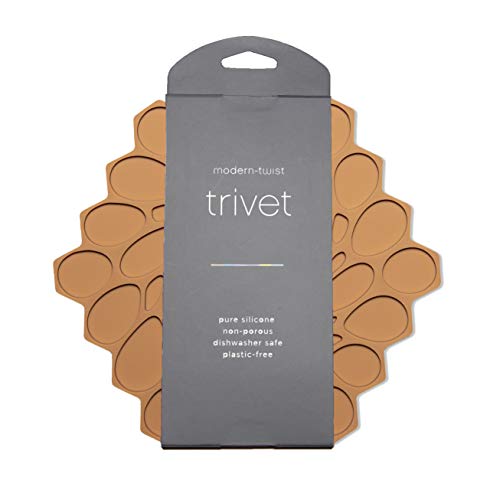 Modern Twist Trivet, 100% Food-Grade Silicone, Up To 675 Degree F Potholder, Single Hot Pad For Tabletop Or Countertop, Waterpro