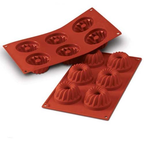 Silikomart Professional Sf058 Silicone Mold, Kugelhopf 2.71 Ounce, 2.76 Inch Diameter X 1.42 Inch High, 6 Cavities