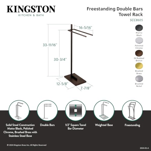 Kingston Brass Scc8600 Edenscape Freestanding Dual Towel Rack, Matte Black