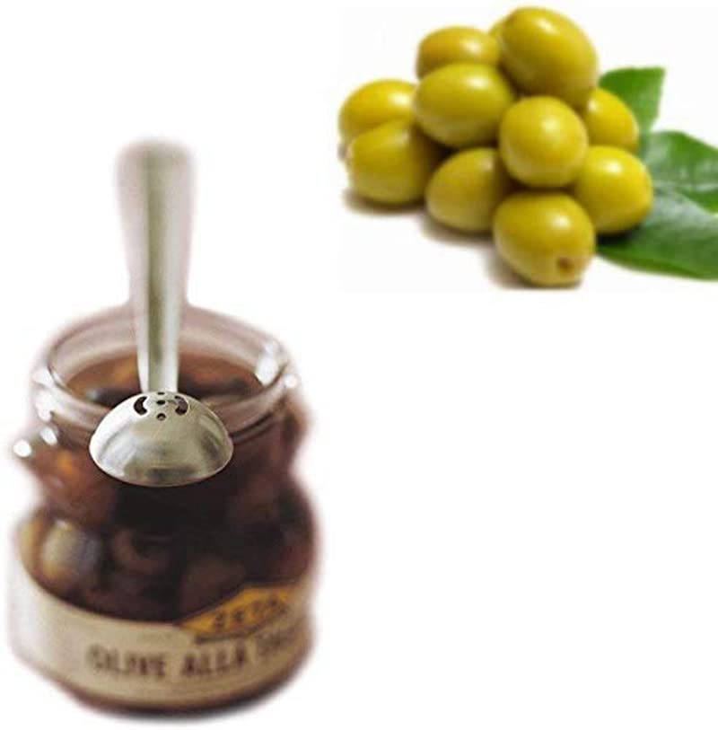 Qiuerte 2Pcs Serving Spoons With Drain Hole, Stainless Steel Olive Spoon For The Jar, Pickle Spoons For Containers Canisters 7.5