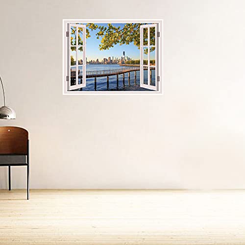 Design 3D Depth Illusion Vinyl Wall Decal Window Sticker My Deck Top View Size Size - 45 cm x 60 cm, Design 13