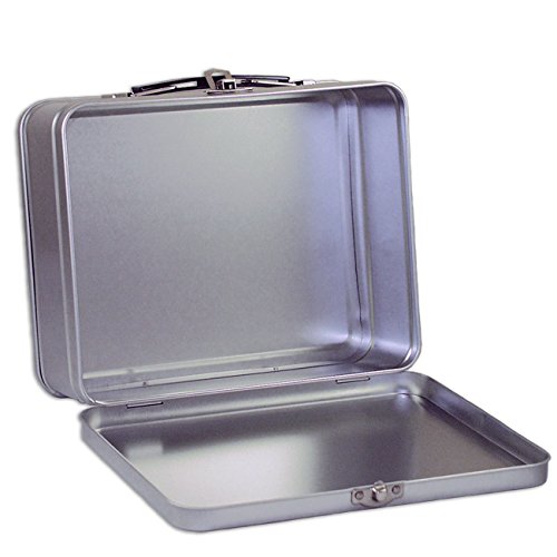 Lunchbox.com Plain Metal Lunch Box - Medium Size, Silver, Model BLD SNK120518